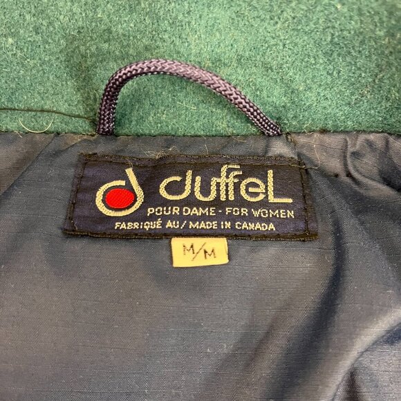 Vintage Corduroy Bomber Jacket Teal Blue Womens w/ Elbow Patch 1980s 90s Duffel - Picture 5 of 8